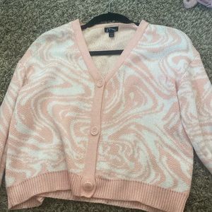 Pink and white swirl sweater